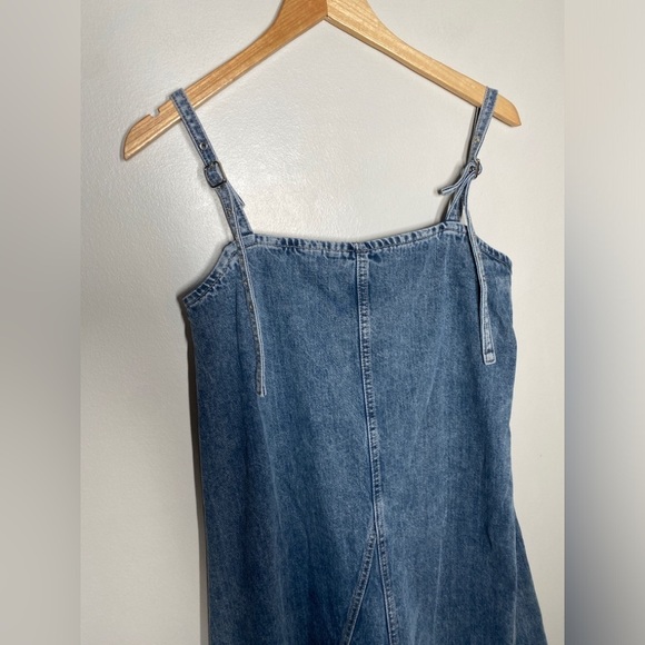 Zara Denim Suspender 100% Cotton Midi Dress - Picture 8 of 12